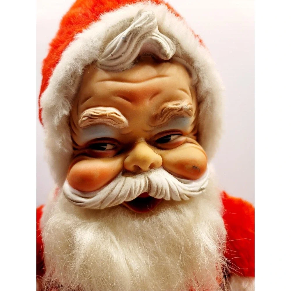 Vintage Santa Claus Plush Rubber Face Coca-Cola Bottle Red‎ White Good 16 inch